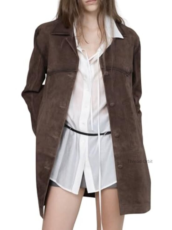 Jackets & Blazers - Faux Suede Shacket Button Down Oversized Jacket Coat